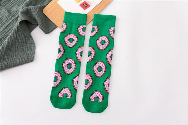 Funny Graphic Street Socks with Donuts