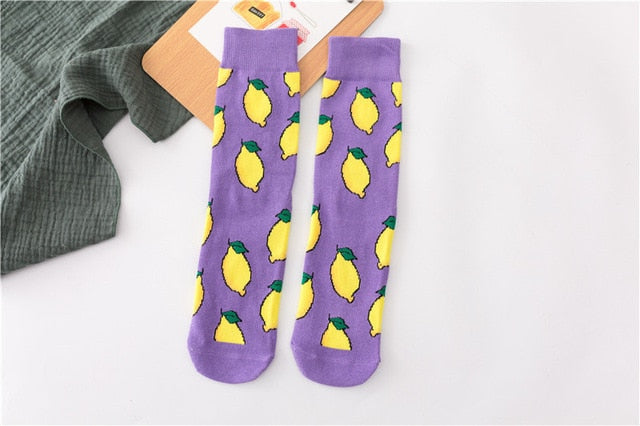 Funny Graphic Street Socks with Lemons