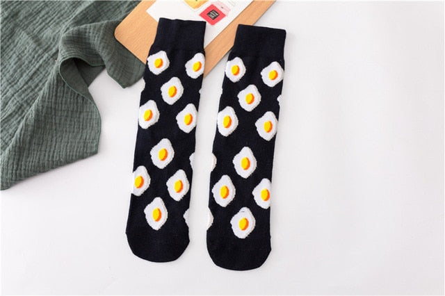 Funny Graphic Street Socks With Eggs